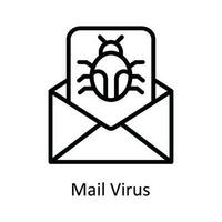 Mail Virus Vector  outline Icon Design illustration. Cyber security  Symbol on White background EPS 10 File