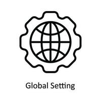 Global Setting Vector  outline Icon Design illustration. Cyber security  Symbol on White background EPS 10 File