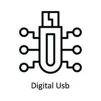 digital USB vector contorno icono diseño ilustración. ciber seguridad símbolo en blanco antecedentes eps 10 archivo