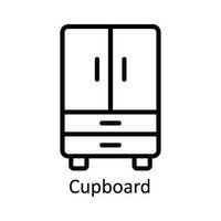 Cupboard Vector outline Icon Design illustration. Kitchen and home  Symbol on White background EPS 10 File