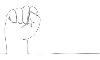 Fist human. One line continuous freedom banner concept. Line art, outline, minimal vector illustration.