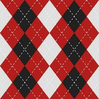 Argyle vector pattern. Argyle pattern. Red and black argyle pattern. Seamless geometric pattern for clothing, wrapping paper, backdrop, background, gift card, sweater.
