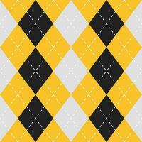 Argyle vector pattern. Argyle pattern. Yellow and black argyle pattern. Seamless geometric pattern for clothing, wrapping paper, backdrop, background, gift card, sweater.
