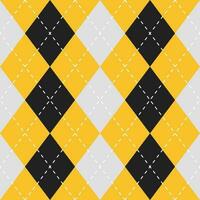 Argyle vector pattern. Argyle pattern. Yellow and black argyle pattern. Seamless geometric pattern for clothing, wrapping paper, backdrop, background, gift card, sweater.