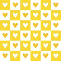 Yellow heart pattern. Heart vector pattern. Heart pattern.  Seamless geometric pattern for clothing, wrapping paper, backdrop, background, gift card, decorating.