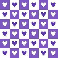 Purple heart pattern. Heart vector pattern. Heart pattern.  Seamless geometric pattern for clothing, wrapping paper, backdrop, background, gift card, decorating.