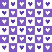 Purple heart pattern. Heart vector pattern. Heart pattern.  Seamless geometric pattern for clothing, wrapping paper, backdrop, background, gift card, decorating.