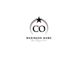 Minimal Star Co Logo Icon, Creative Circle Luxury CO Letter Logo Image Design vector