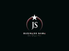 Monogram Circle Js Star Logo Design, Luxury JS Royal Logo Icon Vector