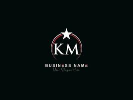 Alphabet Circle Km Logo Star, Initial Luxury KM Letter Logo Template vector