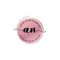 AN Initial Letter handwriting logo with circle brush template vector