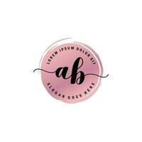 AB Initial Letter handwriting logo with circle brush template vector