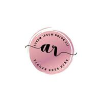 AR Initial Letter handwriting logo with circle brush template vector