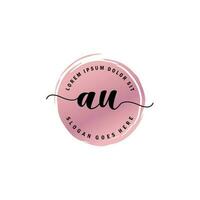 AU Initial Letter handwriting logo with circle brush template vector