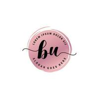 BU Initial Letter handwriting logo with circle brush template vector