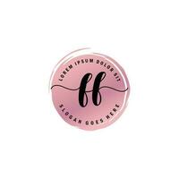 FF Initial Letter handwriting logo with circle brush template vector