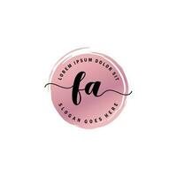 FA Initial Letter handwriting logo with circle brush template vector