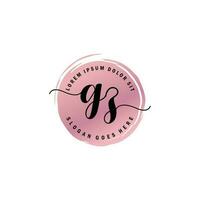 GZ Initial Letter handwriting logo with circle brush template vector