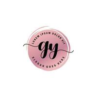 GY Initial Letter handwriting logo with circle brush template vector