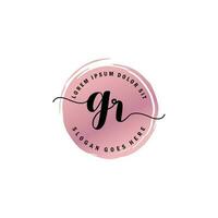 GR Initial Letter handwriting logo with circle brush template vector