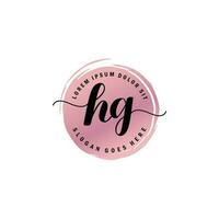 HG Initial Letter handwriting logo with circle brush template vector