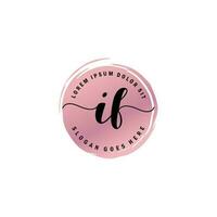 IF Initial Letter handwriting logo with circle brush template vector