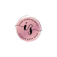 IZ Initial Letter handwriting logo with circle brush template vector