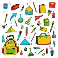 Sketchy vector hand drawn doodle cartoon set of School objects and symbols