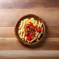 Italian pasta with tomato and basilic.Illustration ai generative photo