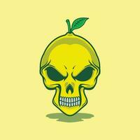 Vector lemon with skull face illustration