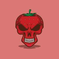 Vector strawberry with skull face illustration