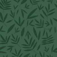 Green leaves seamless pattern. Hand drawn different leaves background vector