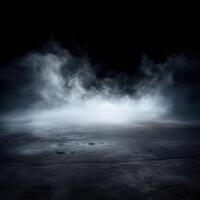 Light in the darkness. Mist In The Dark Smoke On Gray floor. AI Generated photo