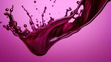 rojo líquido chapoteo. fluido púrpura líquido raíz de remolacha jugo o baya jugo. ai generado foto