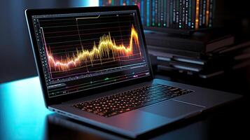 A Laptop and analytical data digital art created with technology photo