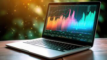 A Laptop and analytical data digital art created with technology photo