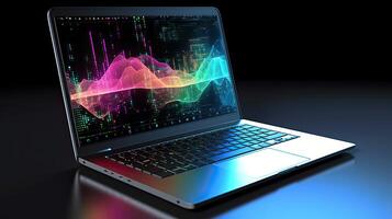A Laptop and analytical data digital art created with technology photo
