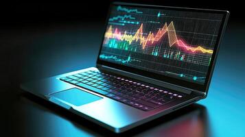 A Laptop and analytical data digital art created with technology photo