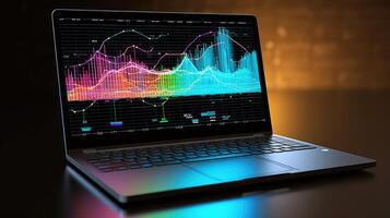A Laptop and analytical data digital art created with technology photo