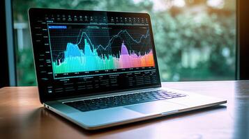 A Laptop and analytical data digital art created with technology photo