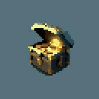 Pixel open wooden treasure chest vector