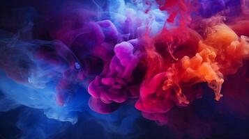 vibrant smoke colors blending and merging, creating a visually striking and abstract composition, photo