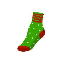 Sock. Element of children clothing for the foot. Bright color. Funny object isolated on white. Flat cartoon vector