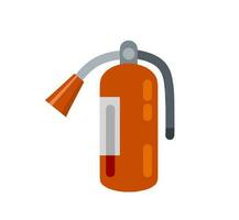 Extinguisher. Fireman tool and Red cylinder. Flat cartoon illustration vector