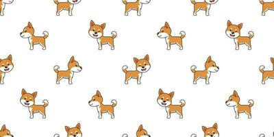 Vector cartoon cute shiba inu dog seamless pattern background