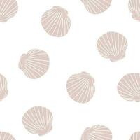 Seashells seamless pattern. Pattern with seashells in muted colors. Hand drawn marine illustrations of seashells. Summer tropical ocean beach style. Stylish marine seamless pattern vector