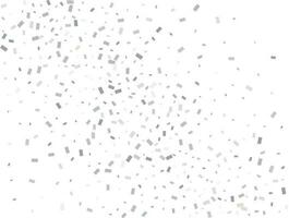 Magic silver Rectangular glitter confetti background. White festive texture. vector