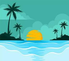 sunset on the beach winter vector background