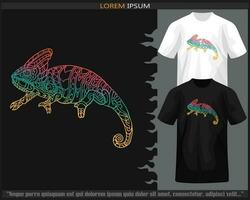 Gradient Colorful of chameleon mandala arts isolated on black and white t shirt. vector