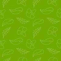 Vegan pattern vegetables arugula salad cabbage, seamless hand drawn doodle pattern. For packaging, backgrounds, postcards, posters, banners, textile prints, cover, design. vector